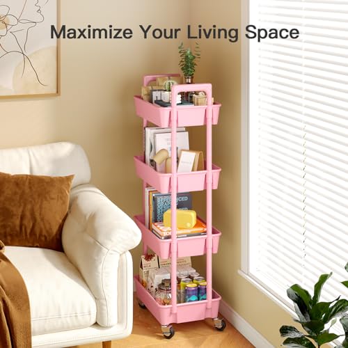 Pipishell 3 Tier Rolling Cart Organizer with Lockable Wheels, White K43271