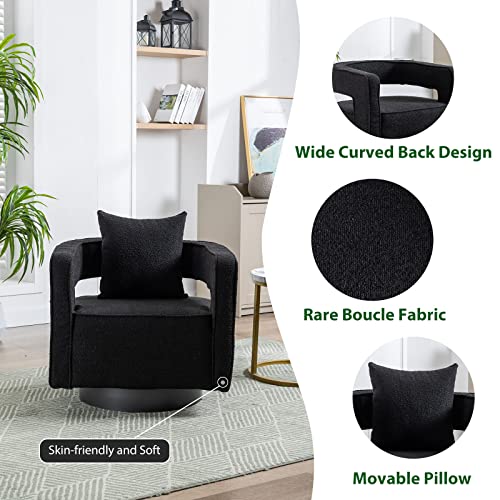 ODUWA Swivel Barrel Accent Chair Set of 2, Linen Upholstered, 360 Degree Swivel F57199