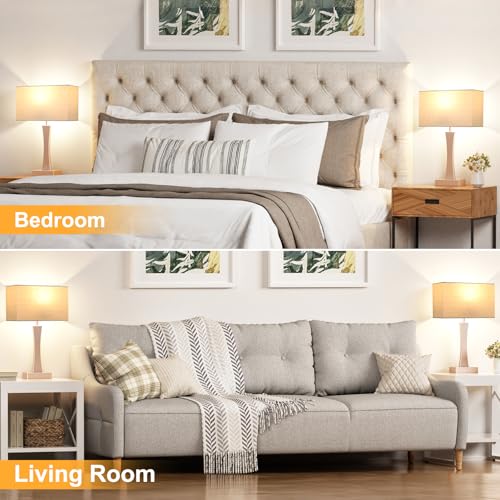 3 Way Dimmable Bedside Lamp Set of 2 with USB Ports C63781
