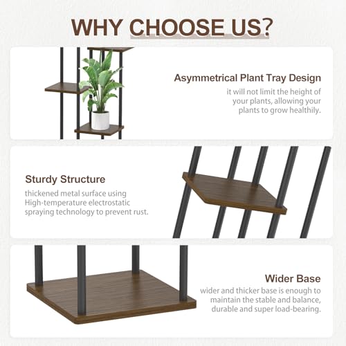 6 Tier Metal Wood Corner Plant Stand Indoor Outdoor H78199