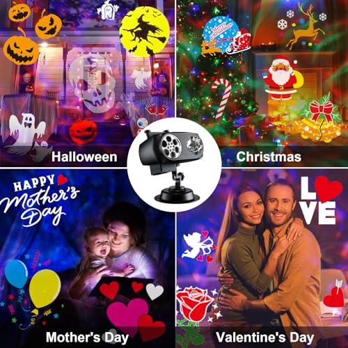 Halloween Projector Lights for Home, 2025 Upgrade with 19 HD Slides, Weather Proof W422