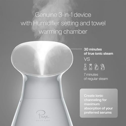 Pure Daily Care NanoSteamer Large 3-in-1 Nano Ionic Facial Steamer with Temp Control, Teal B192