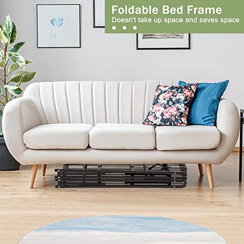 Twin Sturdy Steel Bed Frame 14 Inch Metal Platform with Underbed Storage Black Y955