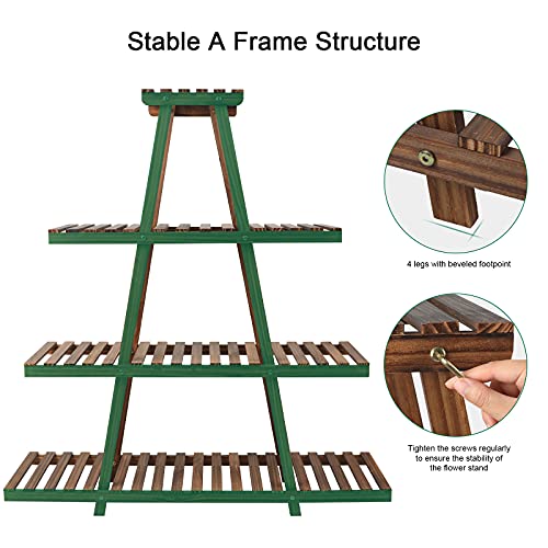 Ufine 4 Tier Wood Plant Stand Indoor Outdoor A Frame Display Shelf L37026