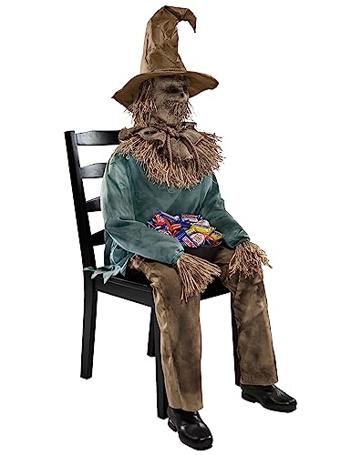 Spirit Halloween 4.5 Ft Scary Sitting Scarecrow Animatronic Prop I398189