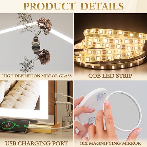 Vanity Mirror with Lights, 12.6"×15" LED Makeup Mirror, Touch Control Dimmable D52089