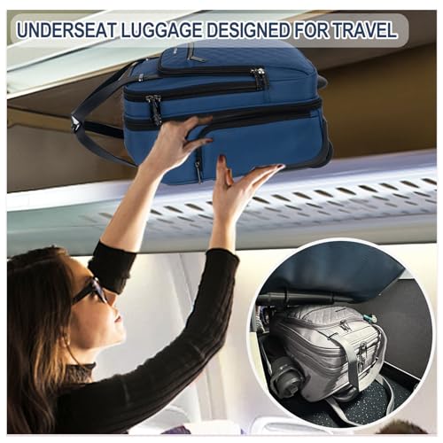 EMPSIGN Underseat Carry On Wheeled 16" Lightweight Rolling Bag for Travel, Black B8919