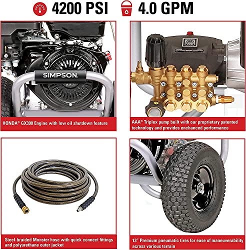 Simpson 61014 3500 PSI Gas Pressure Washer with Honda GX200 R714668