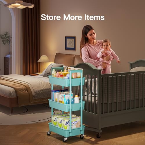 Pipishell 3 Tier Rolling Cart Organizer with Lockable Wheels, White K43271