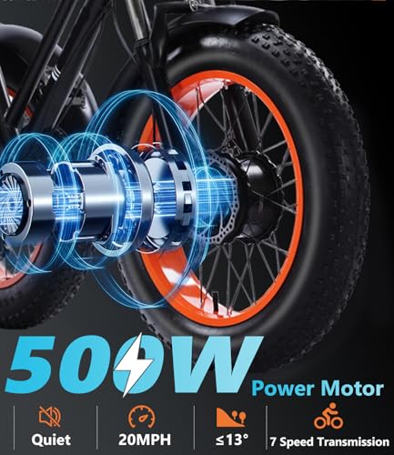 Electric Tricycle for Adults, 500W Folding E-Trike, 20" Fat Tire, 48V 15Ah P5045