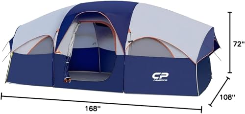 CAMPROS CP Tent 8 Person Weather Resistant Family Camping Tent with Carry Bag Z5924