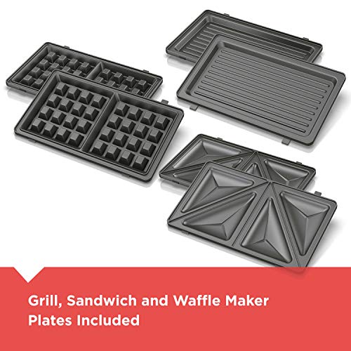 BLACK+DECKER 3-in-1 Waffle Iron, Grill and Sandwich Press, Non-Stick C361
