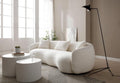 Unique Curved Sofa,Modern Boucle Upholstered Cloud Couch with 3 Throw Pillows, 4-Seat Teddy Fleece Leisure Sectional Sofa&Couch Lounge Chaise for Living Room, Office, Apartment, Beige 93.6"
