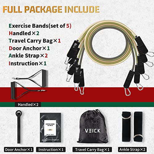 VEICK Resistance Bands with Handles for Home Workout O75059