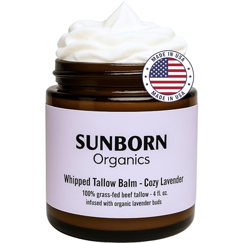 Pure Whipped Tallow Balm Unscented, Organic Grass-Fed Beef Tallow for Skin N669878