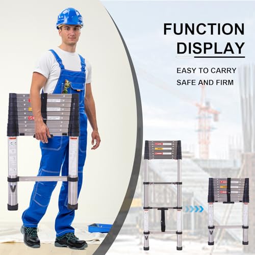 Telescoping Ladder 16.5FT with Movable Wheel, Stainless Steel Folding Ladder S942790