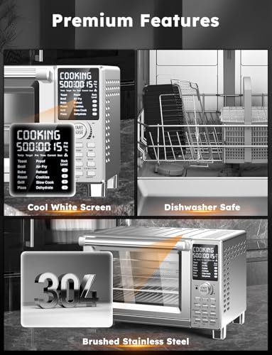Nuwave Bravo XL Pro Air Fryer Toaster Oven with Grill Combo, 30QT, Stainless Steel F898