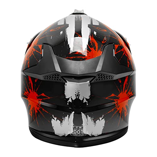 SLMOTO Dot Youth Kids Motocross Offroad Helmet with Goggles and Gloves Blue Skull D851858
