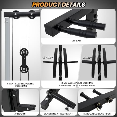 Power Cage with LAT Pulldown and Cable Pulley System for Home Gym N4466