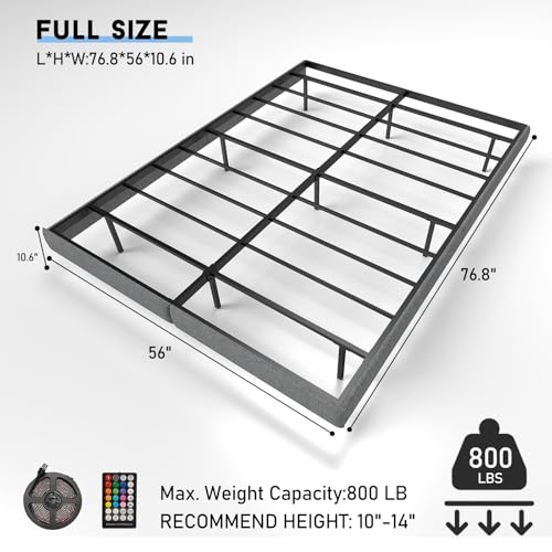 Full Floating Bed Frame Full Size with LED Lights, Heavy Duty Metal Slats C2574