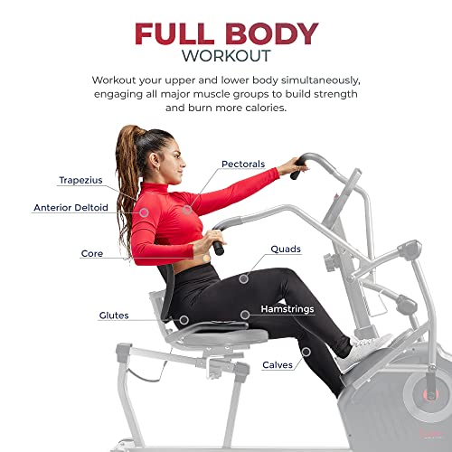 Sunny Health & Fitness Elite Recumbent Cross Trainer & Elliptical Machine with Arm Exercisers M861