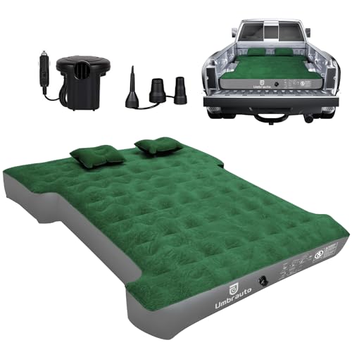 Umbrauto Truck Bed Air Mattress: Inflatable Pickup Camping Mattress for 5.5-5.8ft Full Size Short Truck Bed, Blow Up Pick Up Truck Tent Air Bed for Outdoor Travel with Pump & Carry Bag