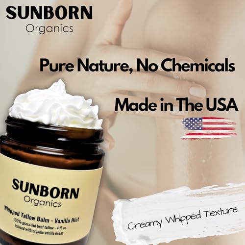Pure Whipped Tallow Balm Unscented, Organic Grass-Fed Beef Tallow for Skin N669878