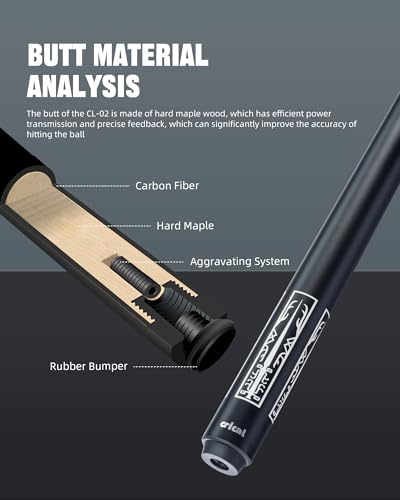 CRICAL Carbon Fiber Pool Cue Stick 58" with 12.5mm Tip J317692