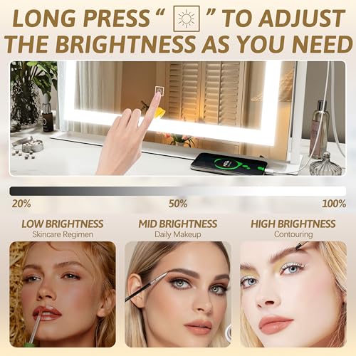 Vanity Mirror with Lights, 12.6"×15" LED Makeup Mirror, Touch Control Dimmable D52089