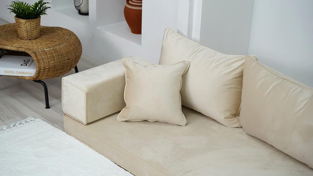Velvet Floor Seating Sectional Sofa with 4" Thickness Cushion W5465