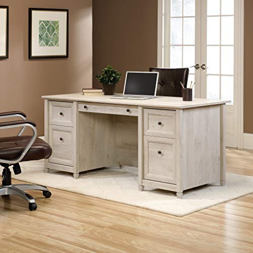 Sauder Edge Water Executive Desk with File Drawer Storage, Estate Black T96227