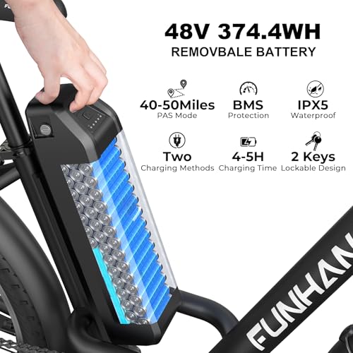 Electric Bike for Adults, 26" 1000W Peak City Cruiser Ebike, 48V Removable Battery O80999