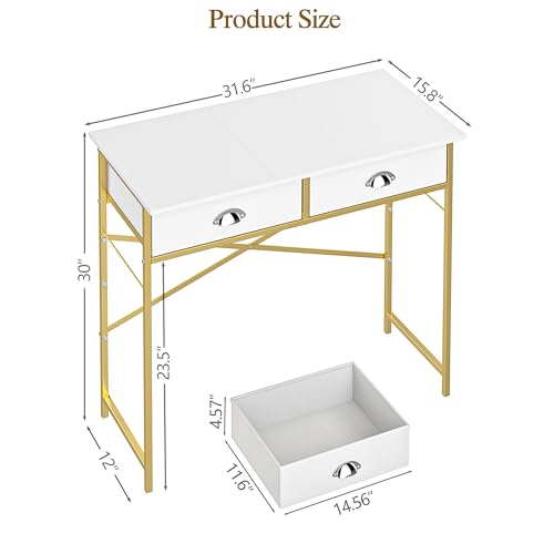 White Vanity Desk with Drawers for Kids Bedroom, 31.5 Inch J2831