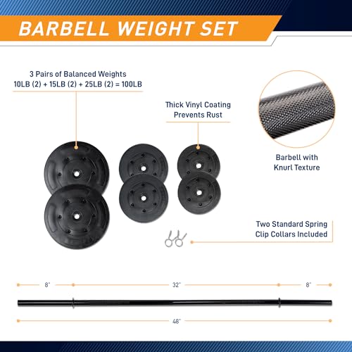 Marcy Standard Weight Bench with Vinyl-Coated Weight Set for Home Gym O2680