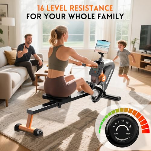 pooboo Rowing Machine, Magnetic Rower for Home, 350 LBS Capacity R817