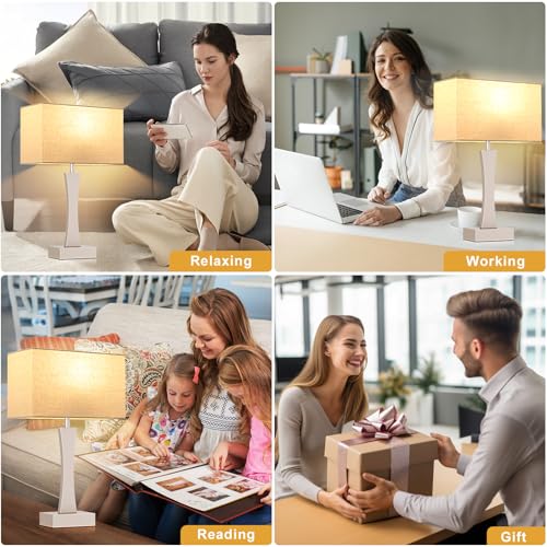 3 Way Dimmable Bedside Lamp Set of 2 with USB Ports C63781