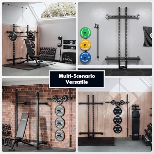 Mikolo 2" x 2" Folding Wall Mounted Squat Rack with Pull Up Bar, 1000 lbs Capacity W88407