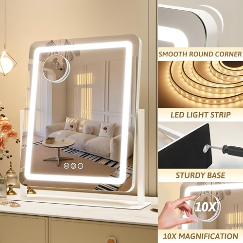 Vanity Mirror with Lights, 12.6"×15" LED Makeup Mirror, Touch Control Dimmable D52089