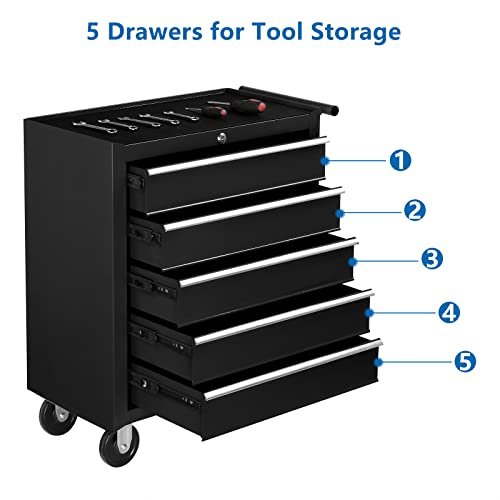 TUFFIOM 5-Drawer Rolling Tool Chest with Lockable Wheels R211166