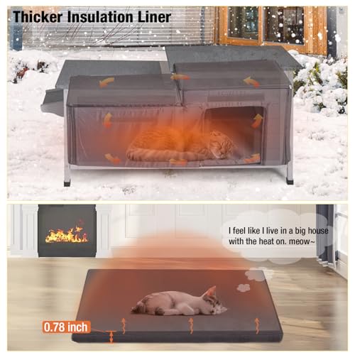 Aivituvin Cat House Indoor 2 Story Feral Cat Shelter for Winter Outdoor Large B645914