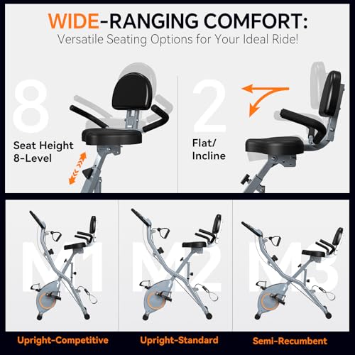 Foldable Exercise Bike with 16-Level Magnetic Resistance for Home T532