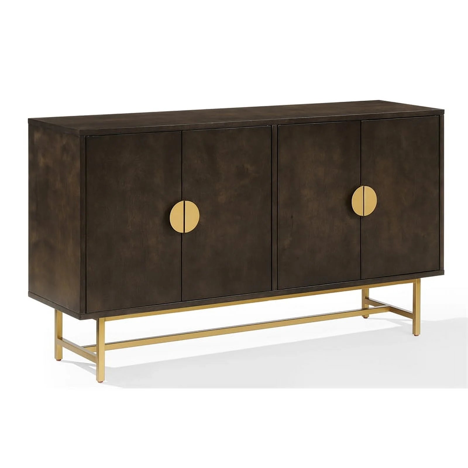 Crosley Furniture Blair Mid-Century Wood/Steel Sideboard, Dark Brown/Gold N739091