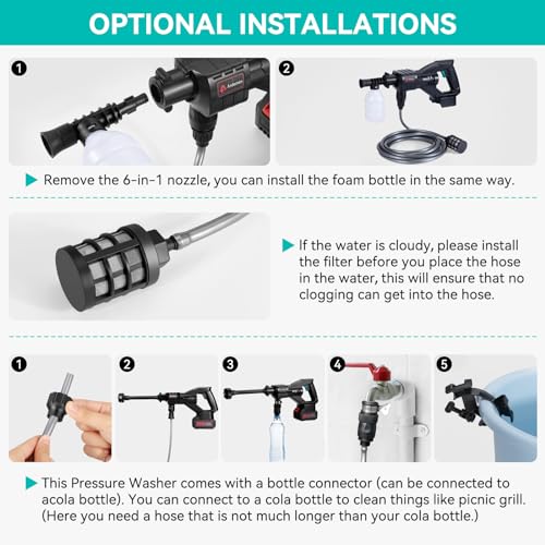Cordless Pressure Washer 800PSI 1.5GPM with 6-in-1 Nozzle Y623372