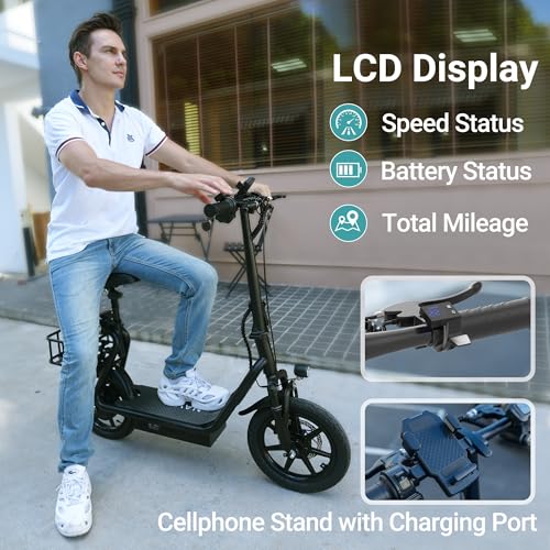 NAVIC Electric Scooter for Adults, Folding E-Scooter with Dual Braking and Dual Suspension B3040