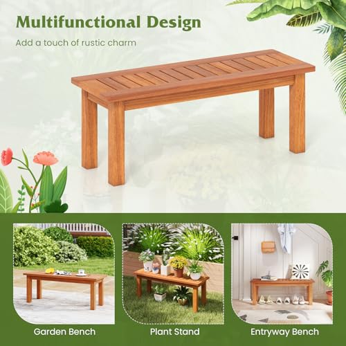 Tangkula Wooden Plant Stand with Teak Oil Finish for Outdoor Indoor B657