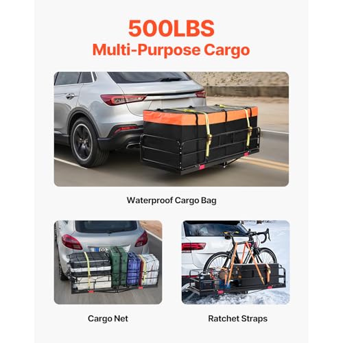 VEVOR 70" x 30" x 6" Hitch Cargo Carrier, 500 lbs Capacity, Folding for 2" Receiver I3546