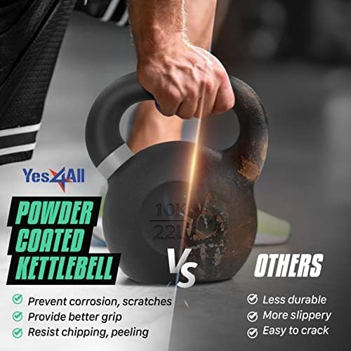 Yes4All Powder Coated Cast Iron Kettlebell Weight Set for Home Gym N15817
