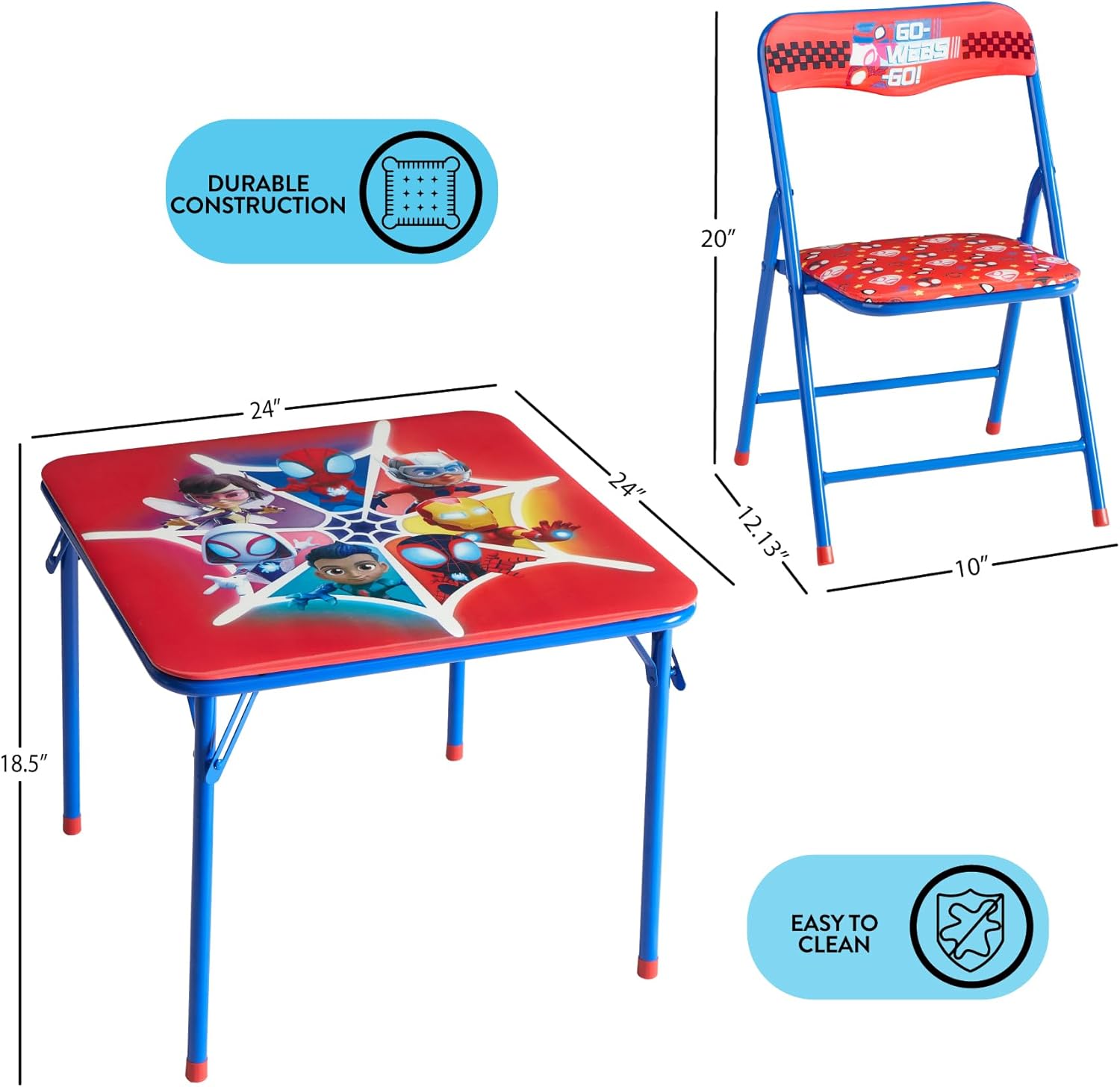 Idea Nuova 3 Piece Table and Chair Set, Spidey and His Amazing Friends E468
