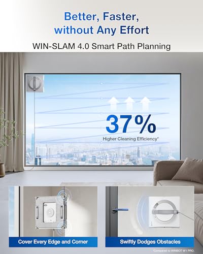 ECOVACS Winbot W1 Pro Window Cleaning Robot, 2800Pa Suction, App Control, Grey R250