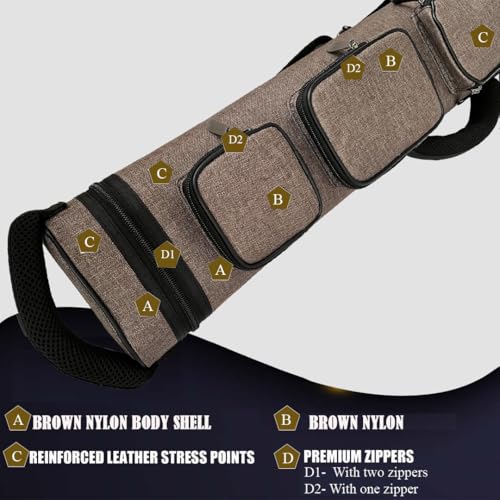 Champion Nylon/Leatherette Billiard Pool Cue Stick Hard Carrying Case Y844595